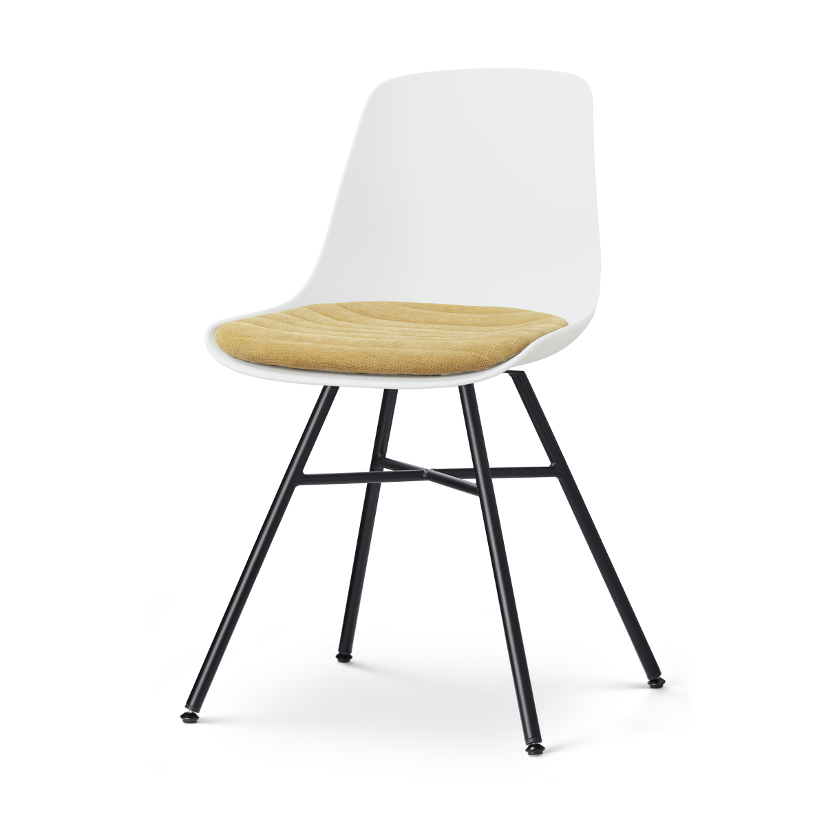 Nolon Noa-Liv eetkamerstoel wit met warm oker zitkussen - zwart onderstel