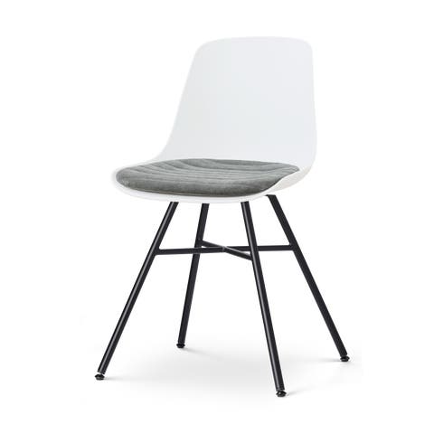 Noa-Liv eetkamerstoel wit met zeegrijs zitkussen - zwart onderstel