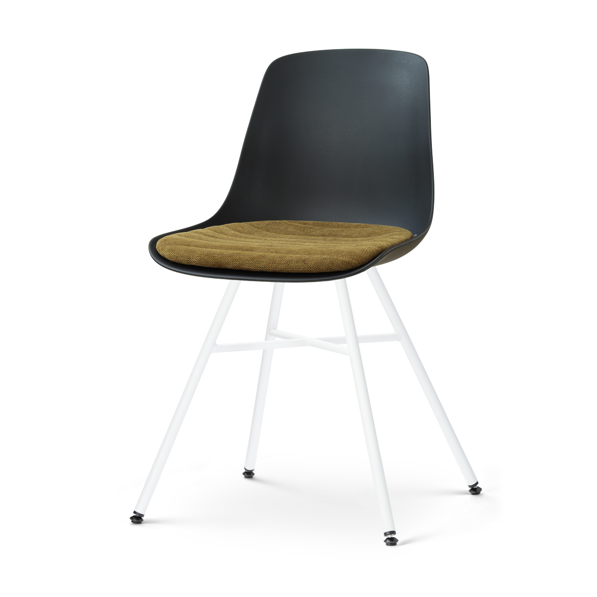 Nolon Noa-Liv eetkamerstoel zwart met mosgroen zitkussen - wit onderstel