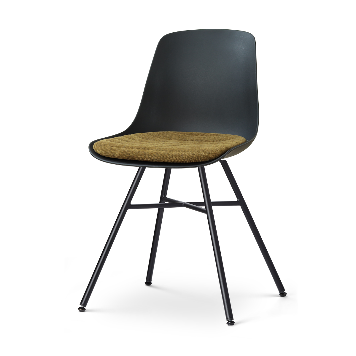 Nolon Noa-Liv eetkamerstoel zwart met mosgroen zitkussen - zwart onderstel