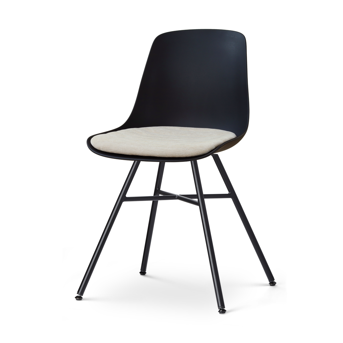 Nolon Noa-Liv eetkamerstoel zwart met naturelbeige zitkussen - zwart onderstel