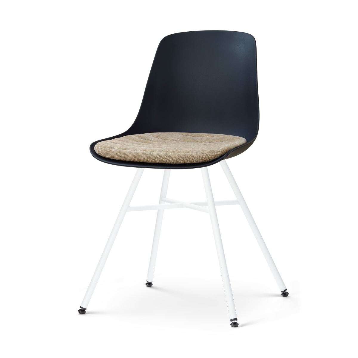 Nolon Noa-Liv eetkamerstoel zwart met nougatbruin zitkussen - wit onderstel