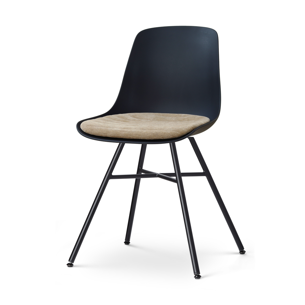 Nolon Noa-Liv eetkamerstoel zwart met nougatbruin zitkussen - zwart onderstel