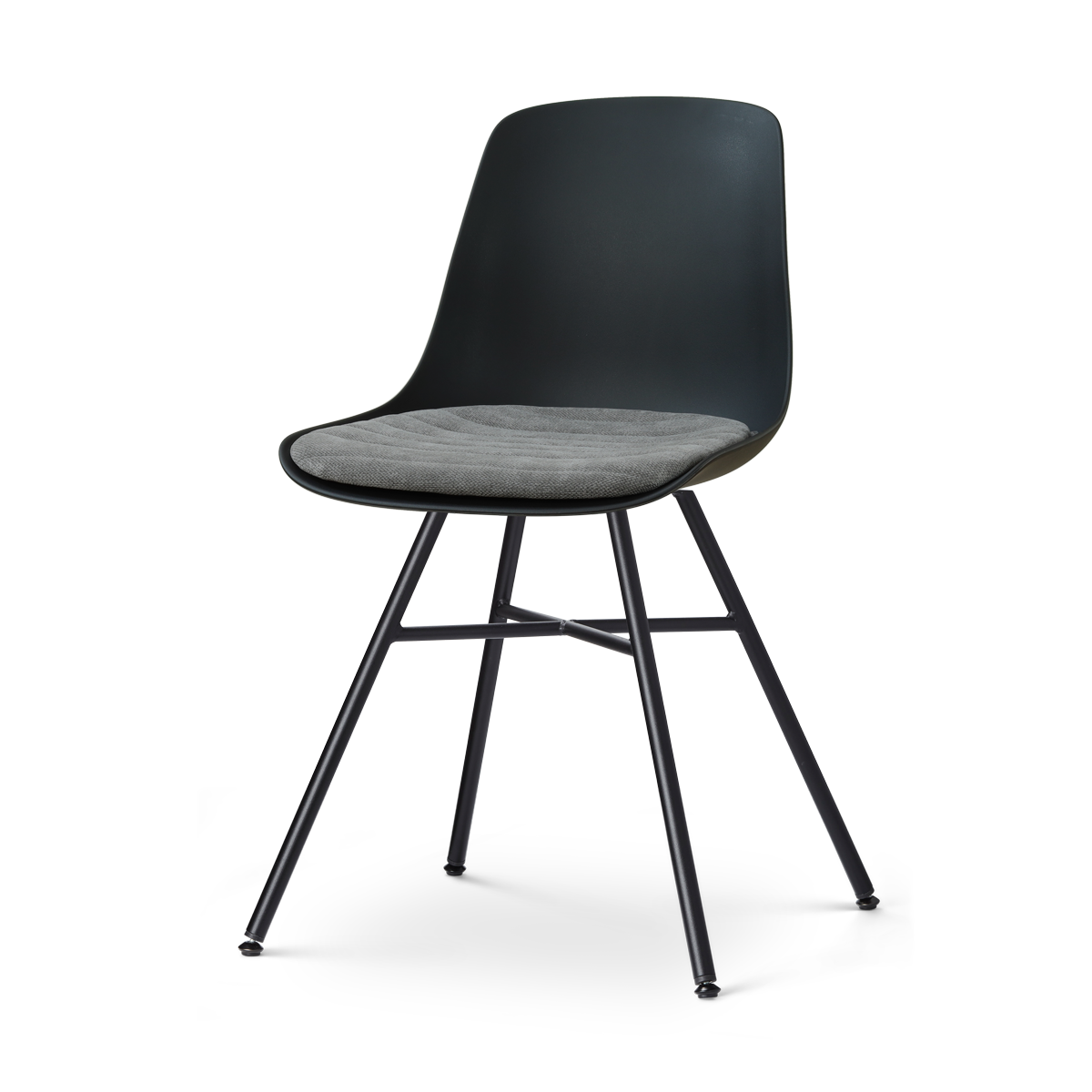 Noa-Liv eetkamerstoel zwart met zeegrijs zitkussen - zwart onderstel