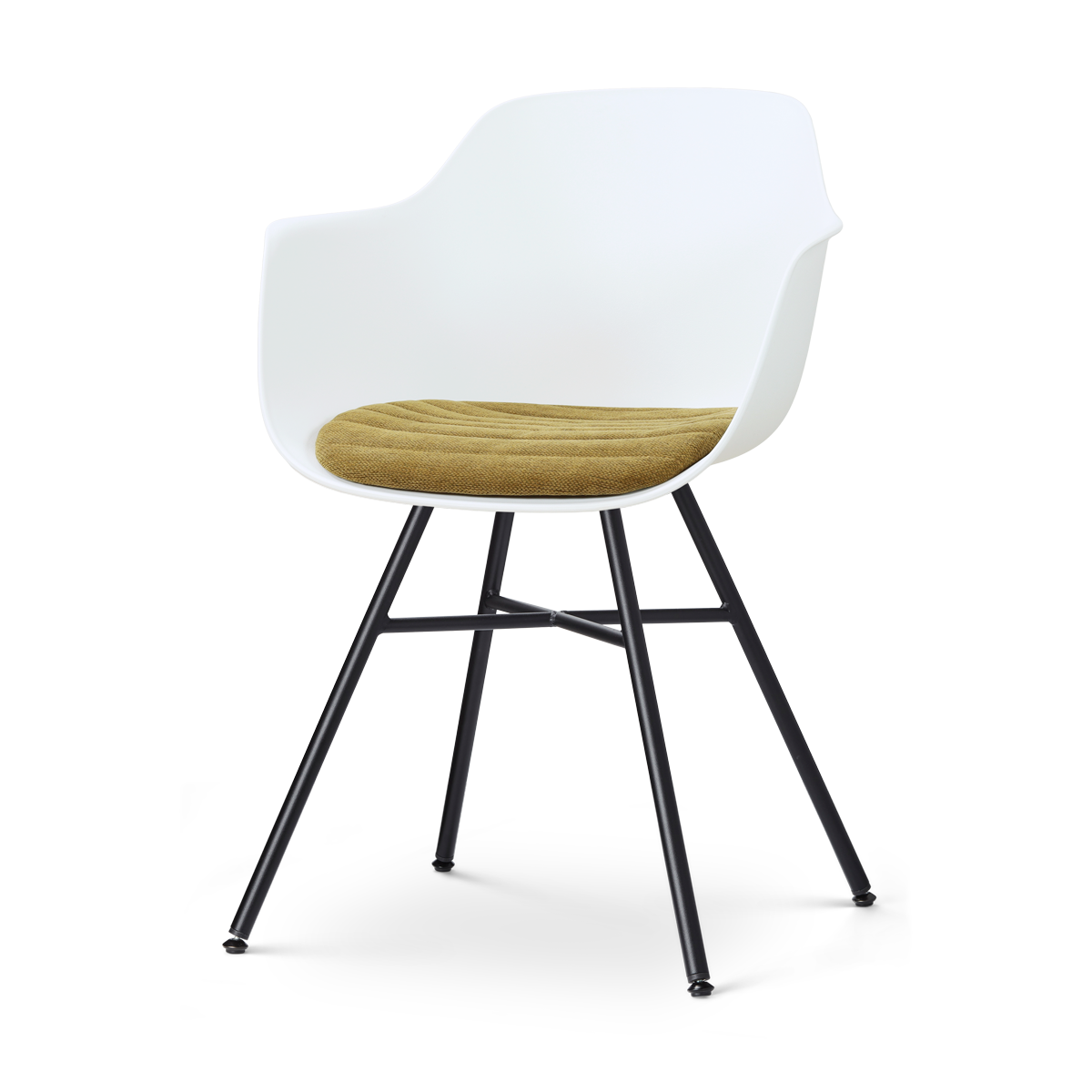 Nolon Noa-Liz eetkamerstoel wit met mosgroen zitkussen - zwart onderstel
