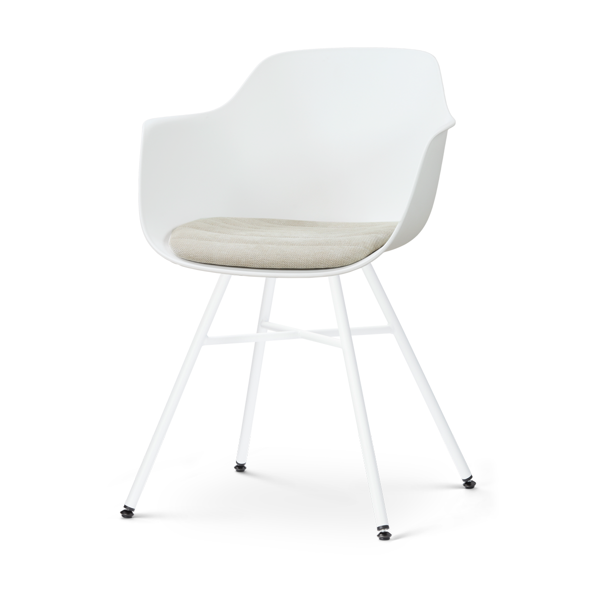 Nolon Noa-Liz eetkamerstoel wit met naturelbeige zitkussen - wit onderstel