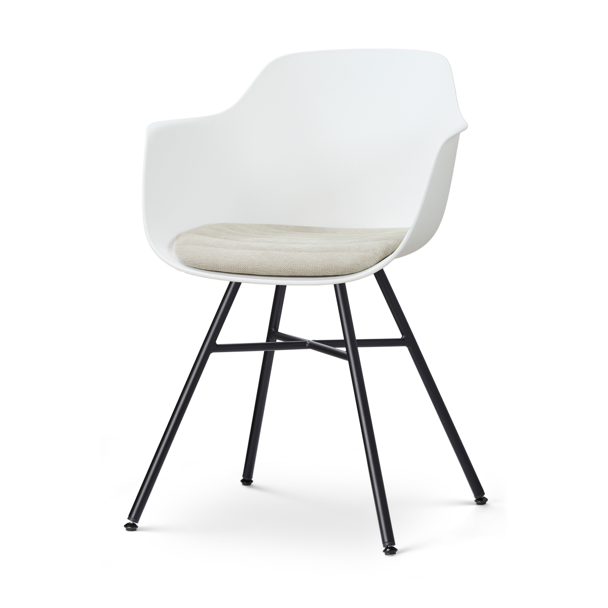 Nolon Noa-Liz eetkamerstoel wit met naturelbeige zitkussen - zwart onderstel