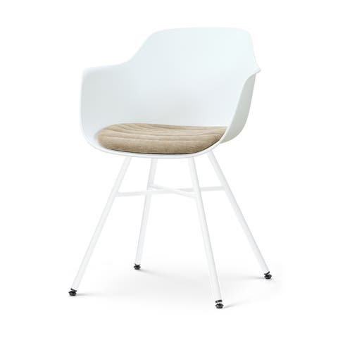 Noa-Liz eetkamerstoel wit met nougatbruin zitkussen - wit onderstel