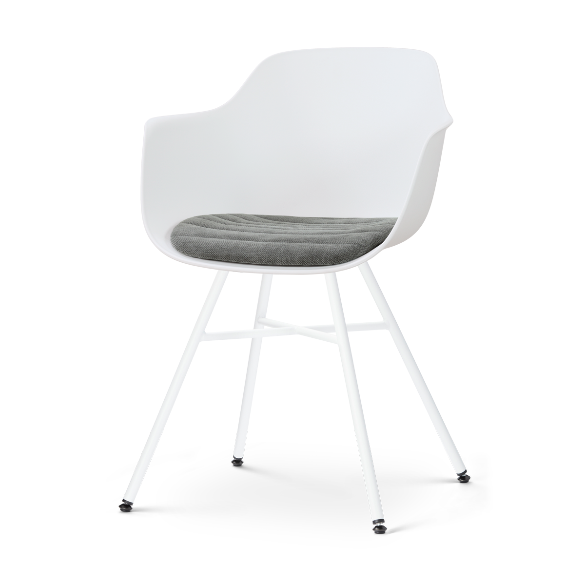 Noa-Liz eetkamerstoel wit met zeegrijs zitkussen - wit onderstel