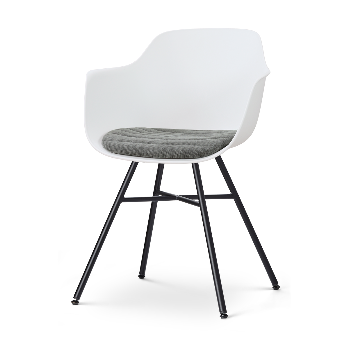 Nolon Noa-Liz eetkamerstoel wit met zeegrijs zitkussen - zwart onderstel