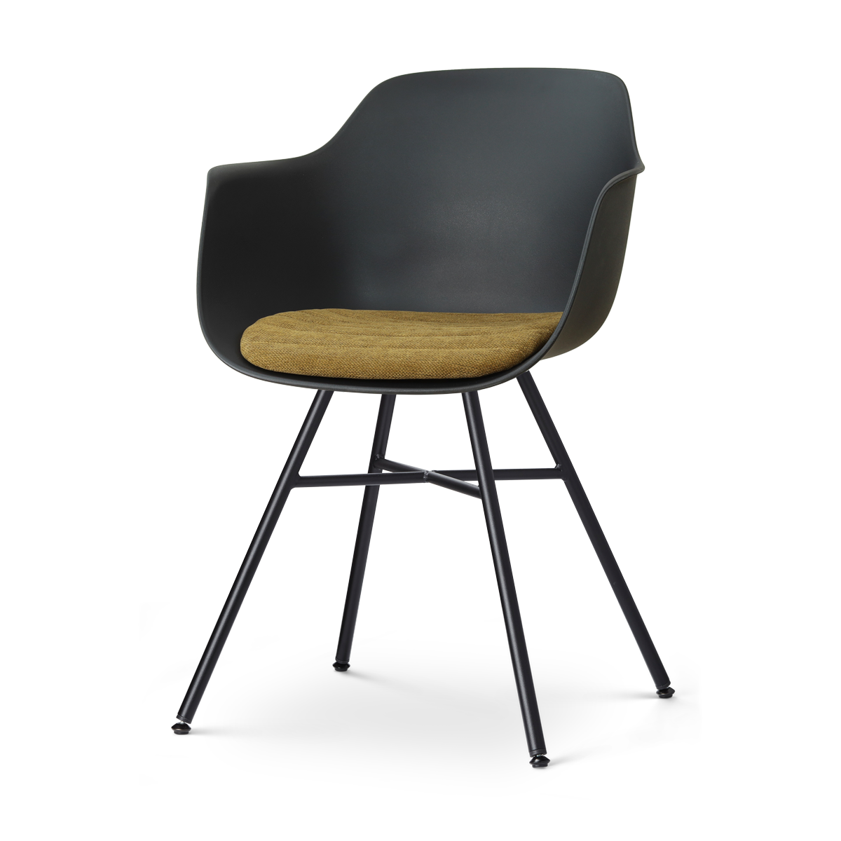Noa-Liz eetkamerstoel zwart met mosgroen zitkussen - zwart onderstel