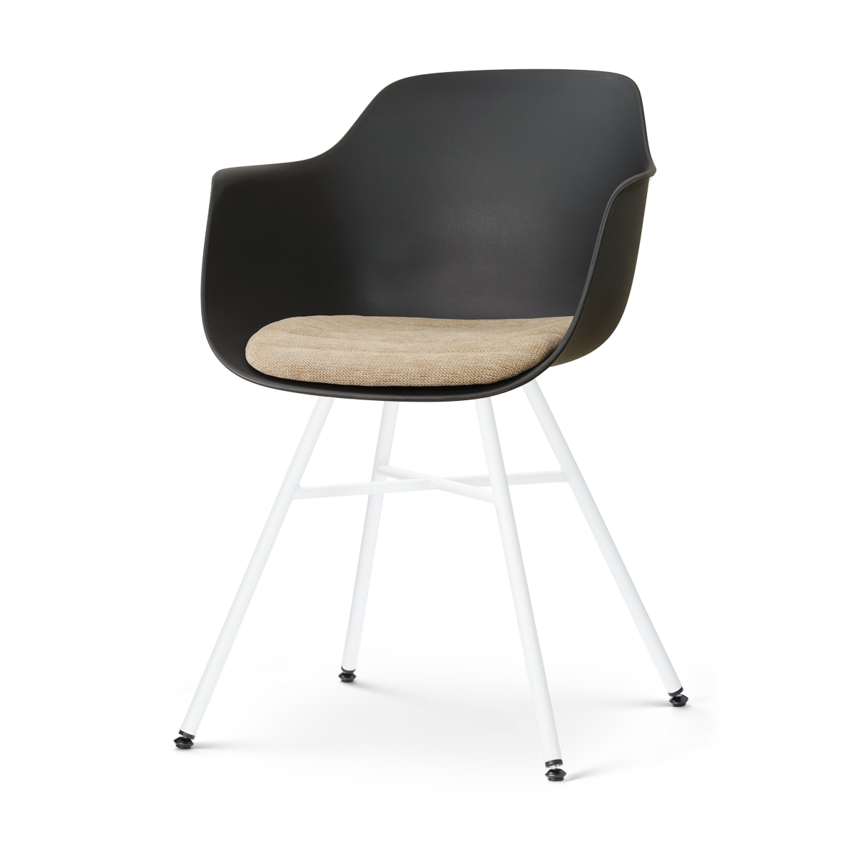 Noa-Liz eetkamerstoel zwart met nougatbruin zitkussen - wit onderstel