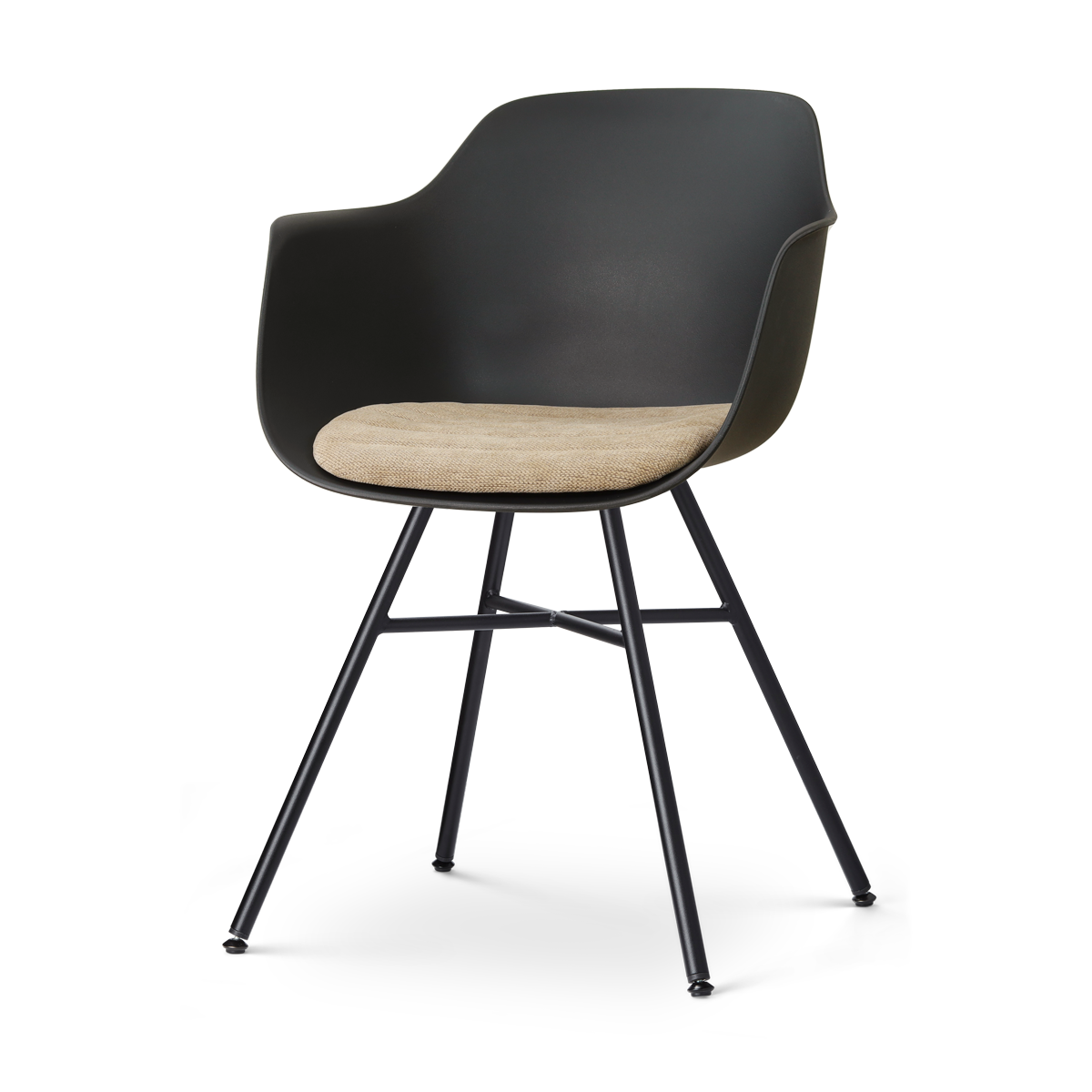 Noa-Liz eetkamerstoel zwart met nougatbruin zitkussen - zwart onderstel