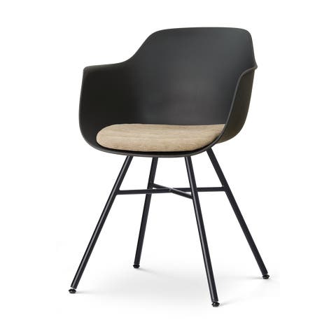 Noa-Liz eetkamerstoel zwart met nougatbruin zitkussen - zwart onderstel