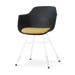 Noa-Liz eetkamerstoel zwart met warm oker zitkussen - wit onderstel