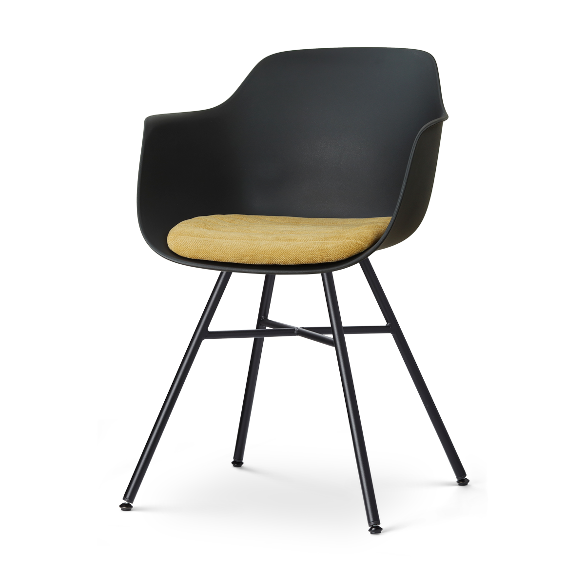 Noa-Liz eetkamerstoel zwart met warm oker zitkussen - zwart onderstel
