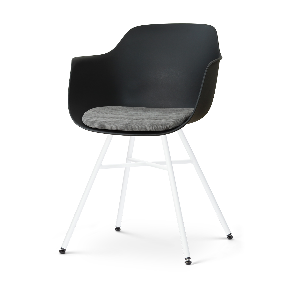 Nolon Noa-Liz eetkamerstoel zwart met zeegrijs zitkussen - wit onderstel