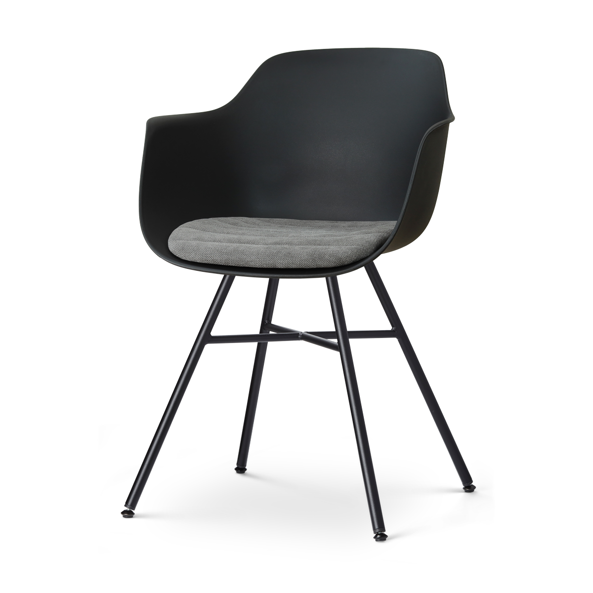 Noa-Liz eetkamerstoel zwart met zeegrijs zitkussen - zwart onderstel