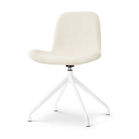 Nola-Fé draaibare eetkamerstoel rib beige - wit onderstel