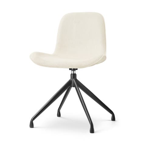 Nola-Fé draaibare eetkamerstoel rib beige - zwart onderstel