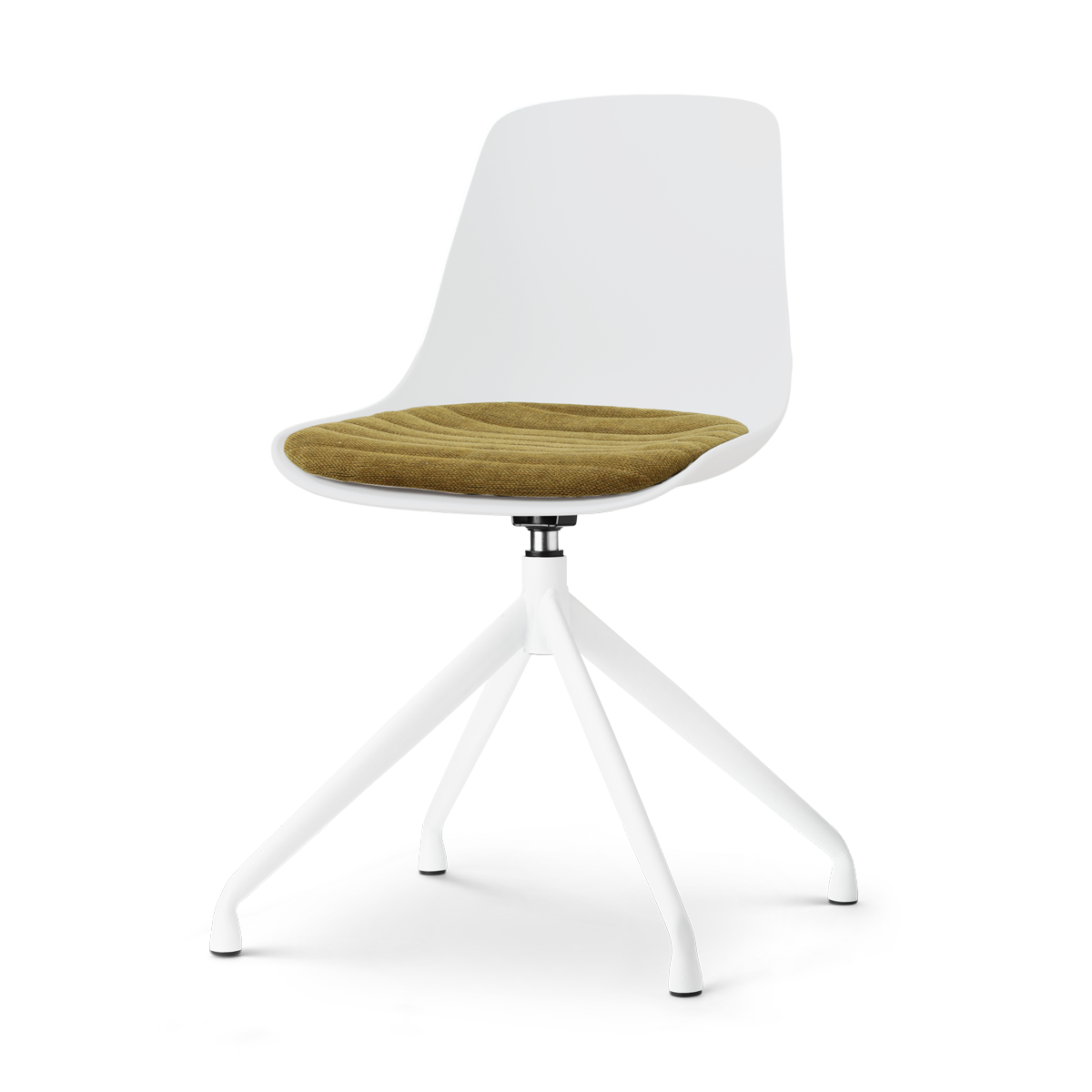 Nolon Nola-Liv draaibare eetkamerstoel wit met mosgroen zitkussen - wit onderstel