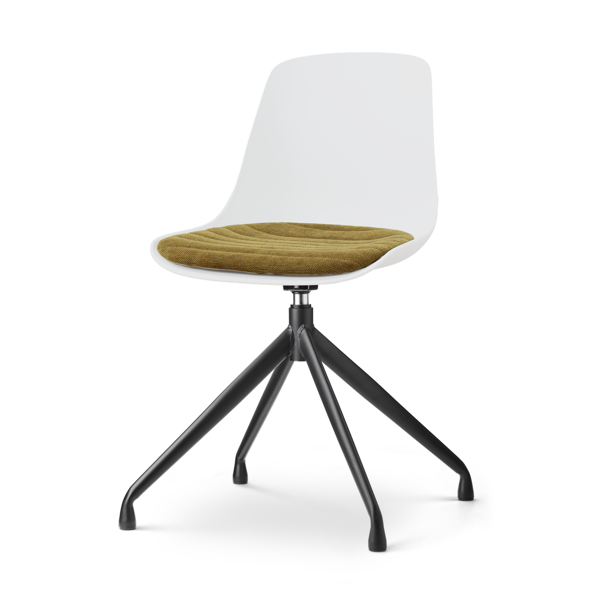 Nolon Nola-Liv draaibare eetkamerstoel wit met mosgroen zitkussen - zwart onderstel