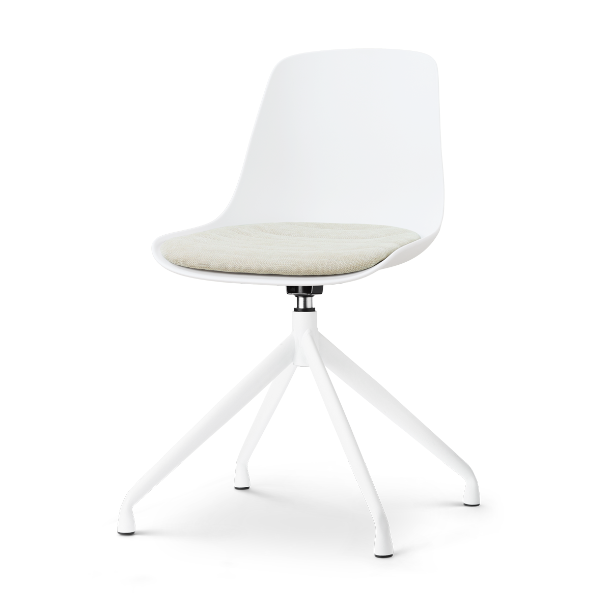 Nolon Nola-Liv draaibare eetkamerstoel wit met naturelbeige zitkussen - wit onderstel