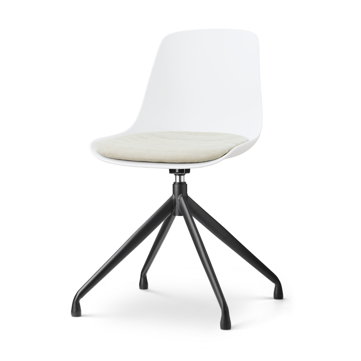 Nolon Nola-Liv draaibare eetkamerstoel wit met naturelbeige zitkussen - zwart onderstel