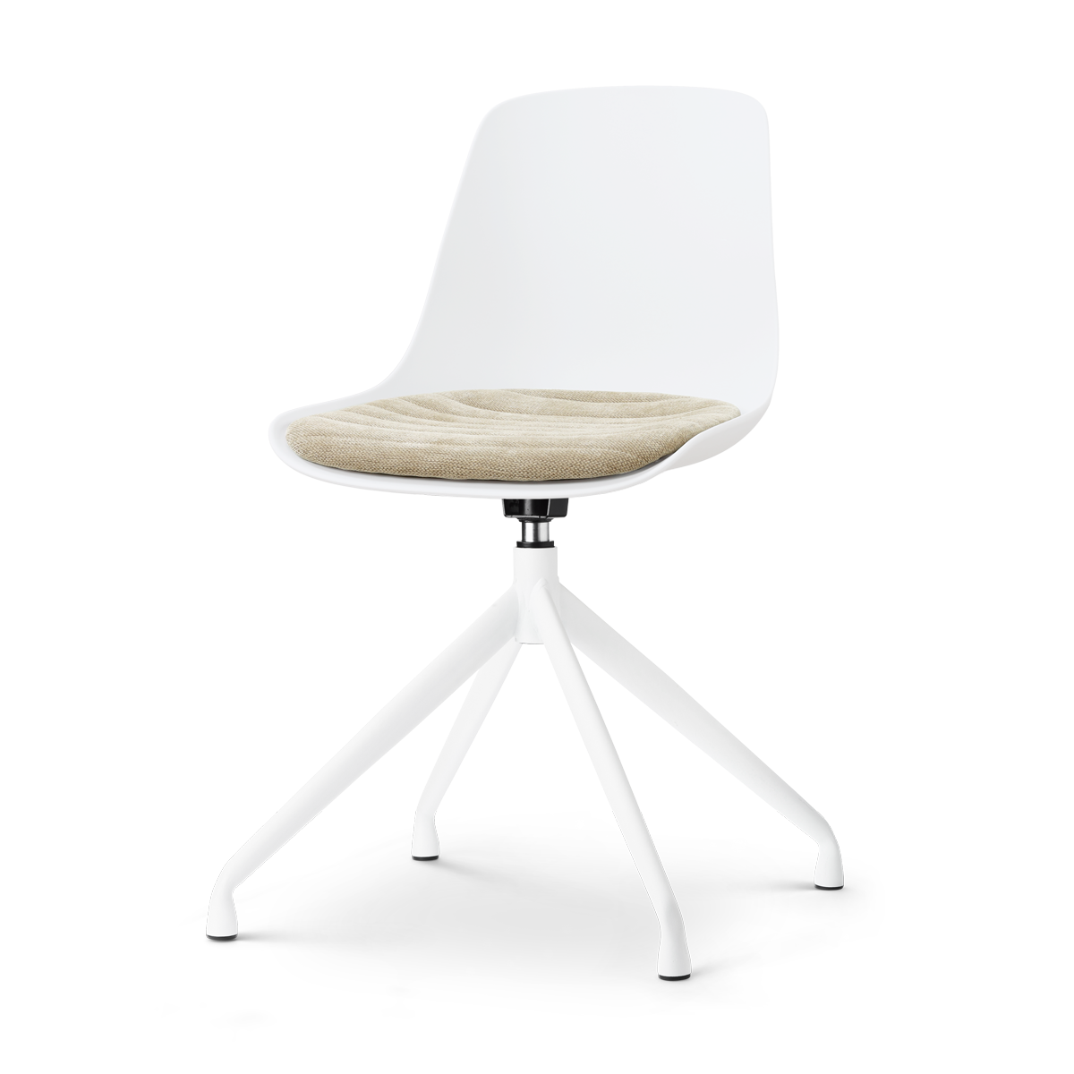 Nolon Nola-Liv draaibare eetkamerstoel wit met nougatbruin zitkussen - wit onderstel