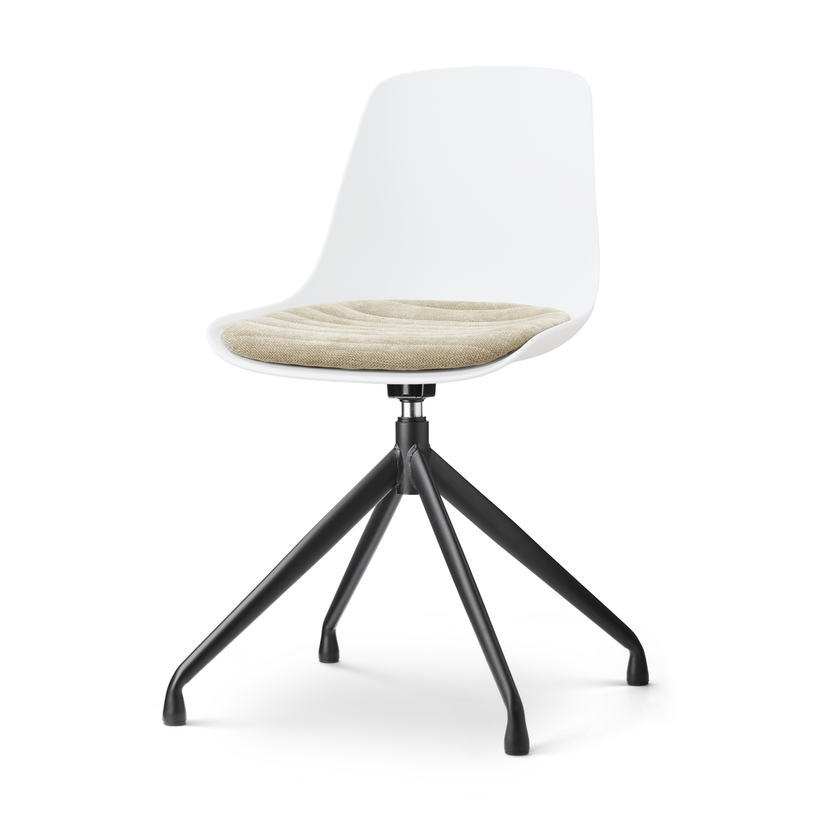 Nolon Nola-Liv draaibare eetkamerstoel wit met nougatbruin zitkussen - zwart onderstel