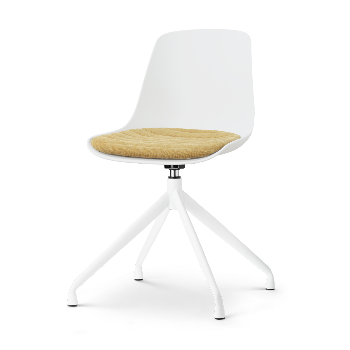 Nolon Nola-Liv draaibare eetkamerstoel wit met warm oker zitkussen - wit onderstel