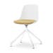 Nola-Liv draaibare eetkamerstoel wit met warm oker zitkussen - wit onderstel