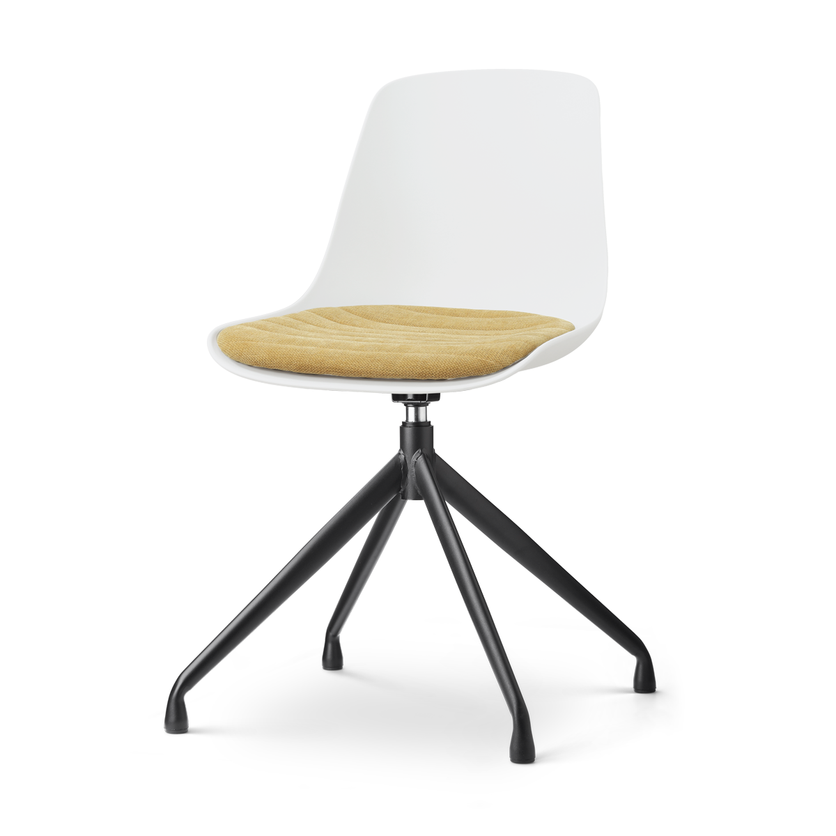 Nolon Nola-Liv draaibare eetkamerstoel wit met warm oker zitkussen - zwart onderstel