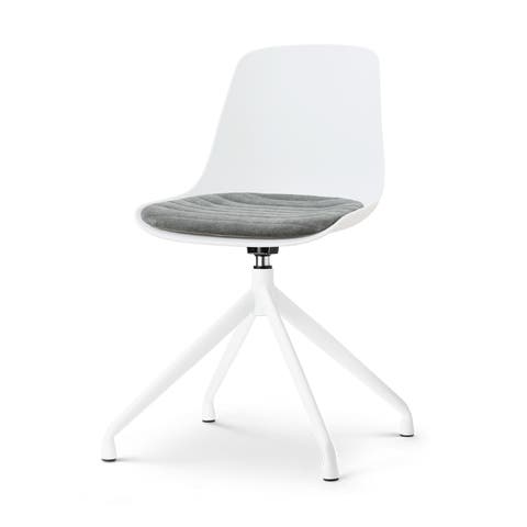 Nola-Liv draaibare eetkamerstoel wit met zeegrijs zitkussen - wit onderstel