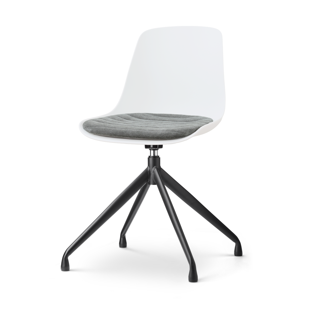 Nolon Nola-Liv draaibare eetkamerstoel wit met zeegrijs zitkussen - zwart onderstel