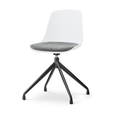 Nola-Liv draaibare eetkamerstoel wit met zeegrijs zitkussen - zwart onderstel