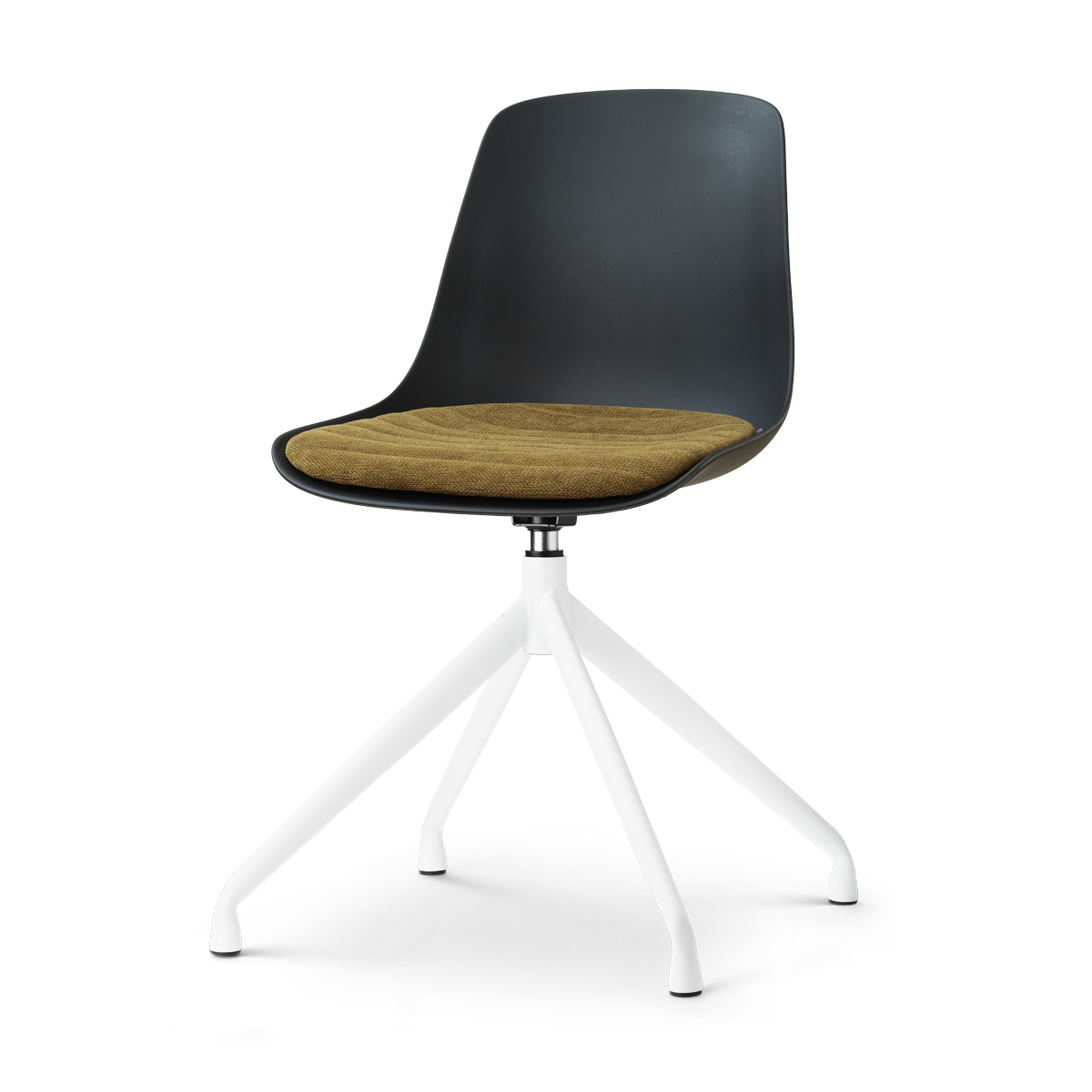 Nolon Nola-Liv draaibare eetkamerstoel zwart met mosgroen zitkussen - wit onderstel