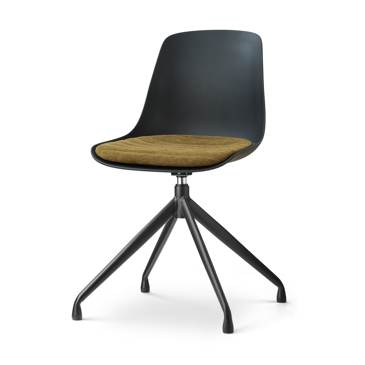 Nolon Nola-Liv draaibare eetkamerstoel zwart met mosgroen zitkussen - zwart onderstel