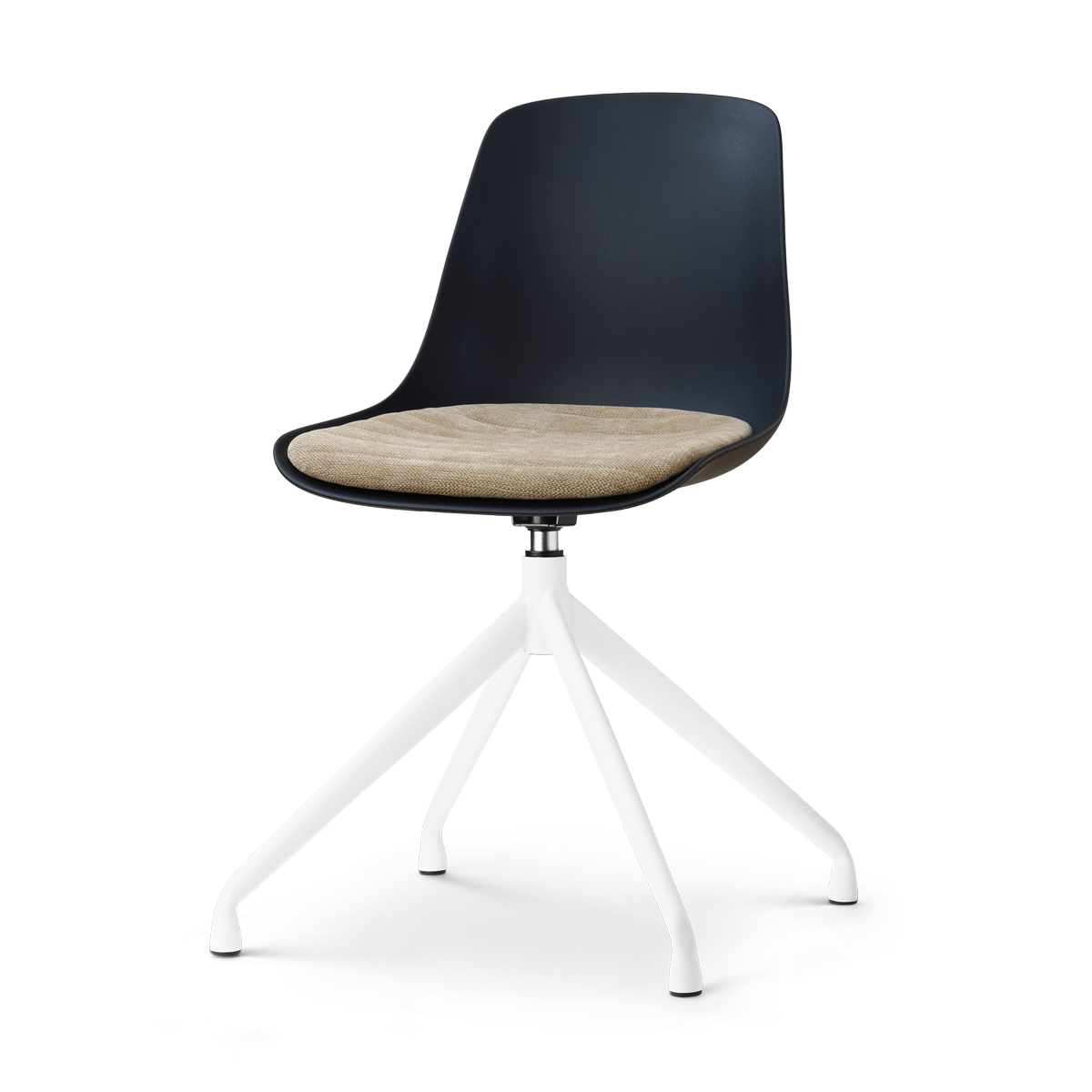 Nolon Nola-Liv draaibare eetkamerstoel zwart met nougatbruin zitkussen - wit onderstel