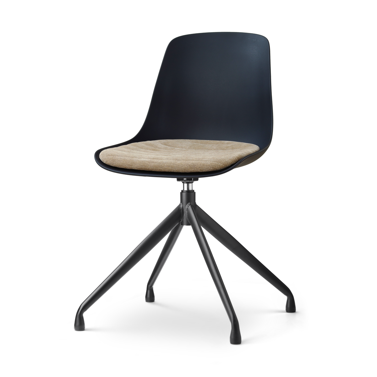 Nolon Nola-Liv draaibare eetkamerstoel zwart met nougatbruin zitkussen - zwart onderstel