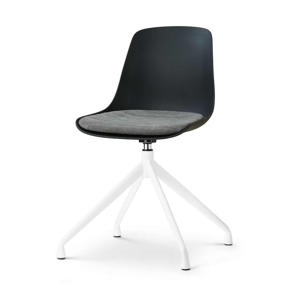 Nola-Liv draaibare eetkamerstoel zwart met zeegrijs zitkussen - wit onderstel