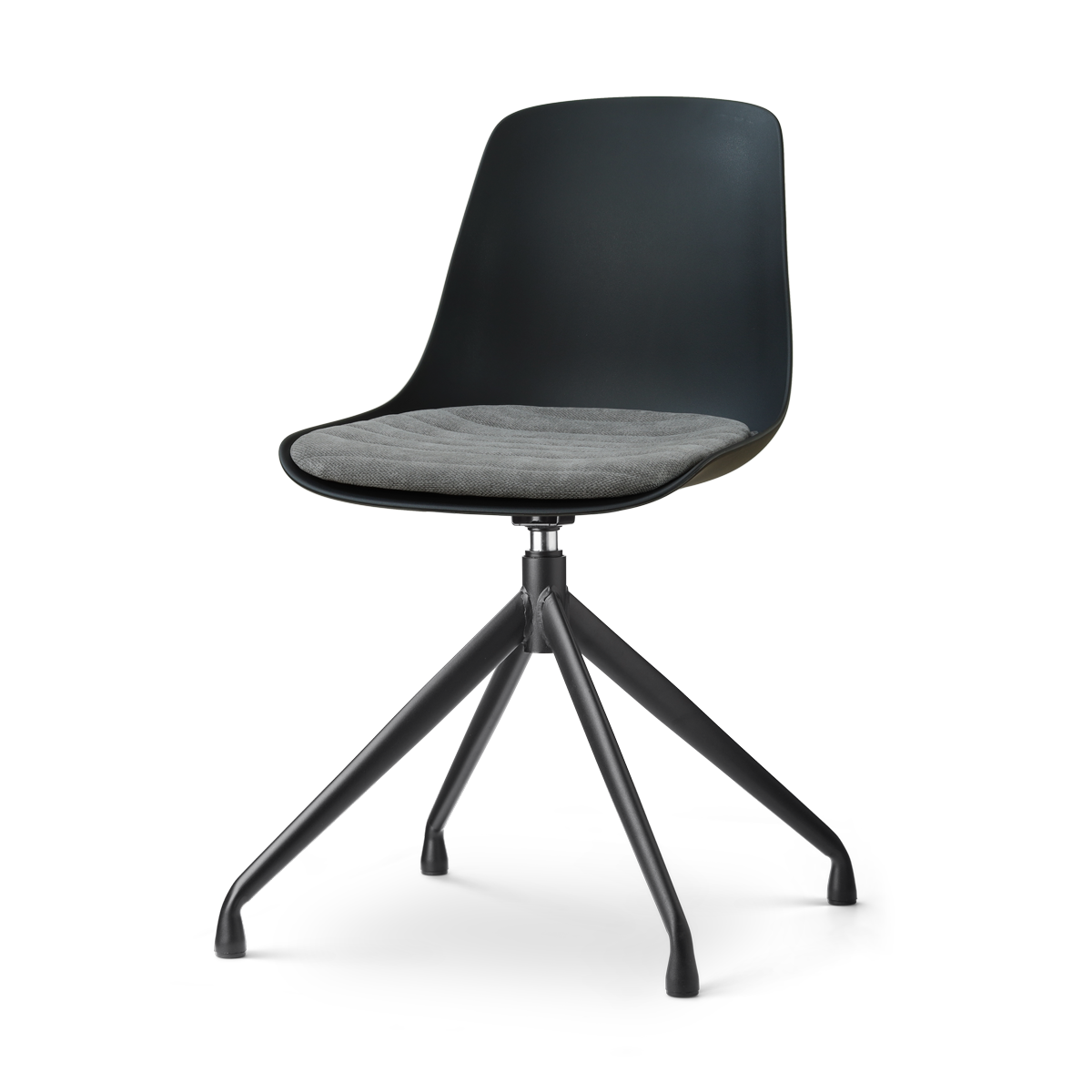 Nola-Liv draaibare eetkamerstoel zwart met zeegrijs zitkussen - zwart onderstel