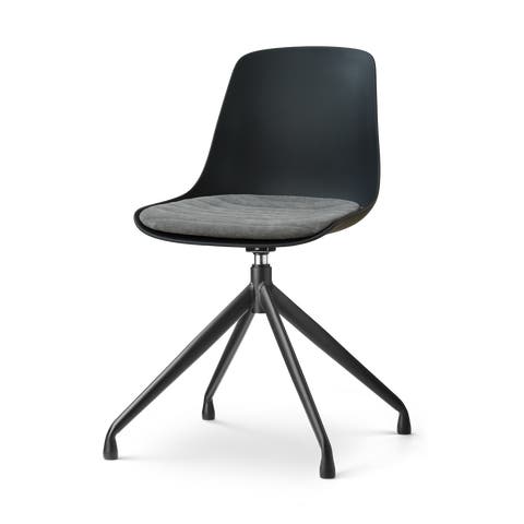 Nola-Liv draaibare eetkamerstoel zwart met zeegrijs zitkussen - zwart onderstel