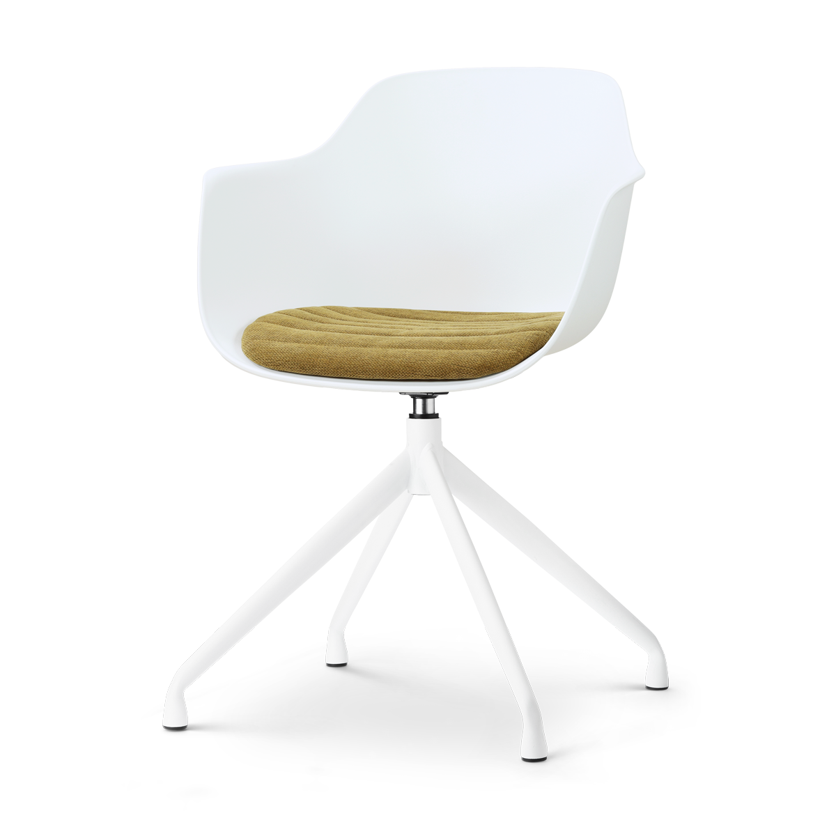 Nolon Nola-Liz draaibare eetkamerstoel wit met mosgroen zitkussen - wit onderstel