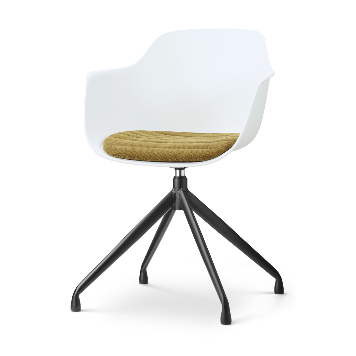 Nolon Nola-Liz draaibare eetkamerstoel wit met mosgroen zitkussen - zwart onderstel