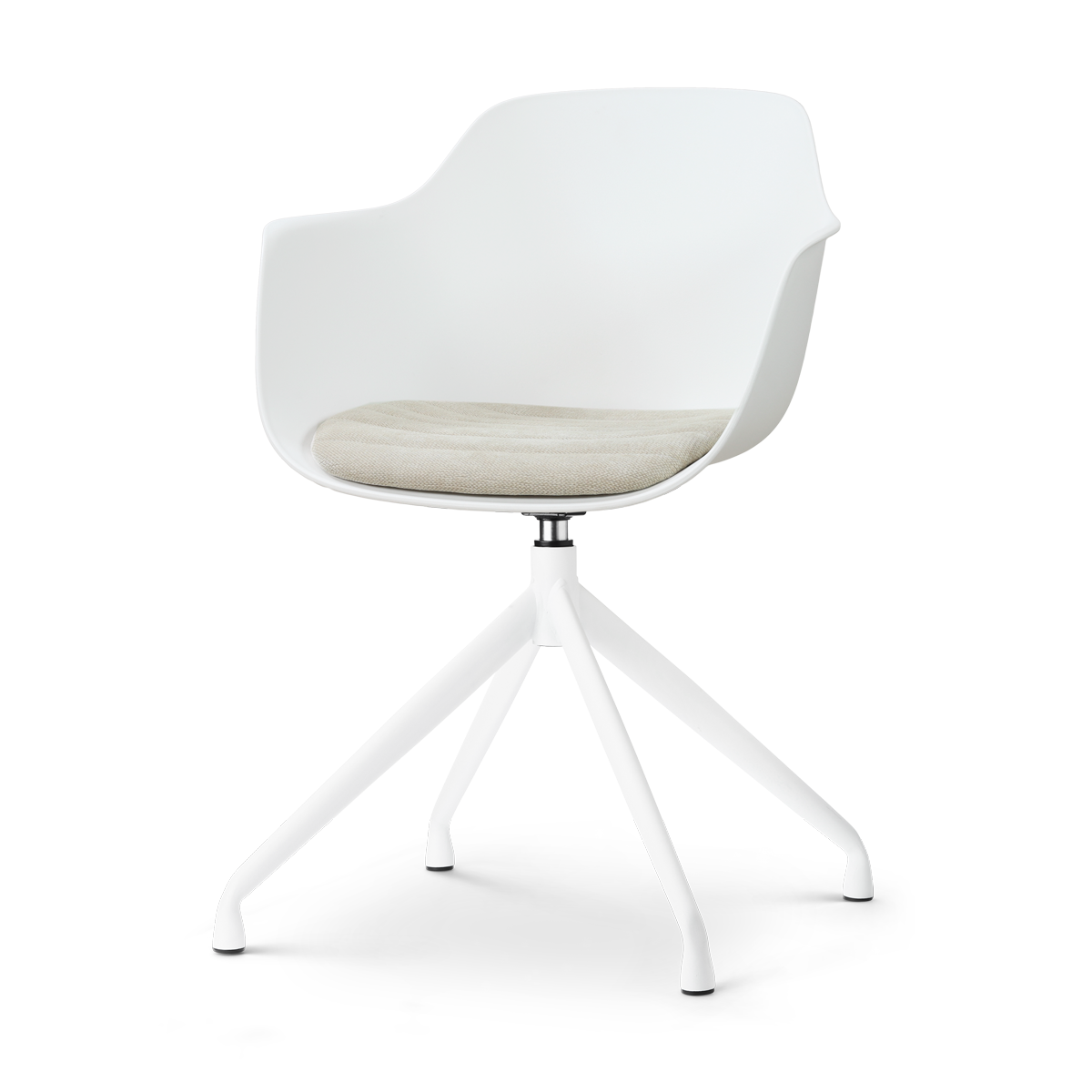Nolon Nola-Liz draaibare eetkamerstoel wit met naturelbeige zitkussen - wit onderstel