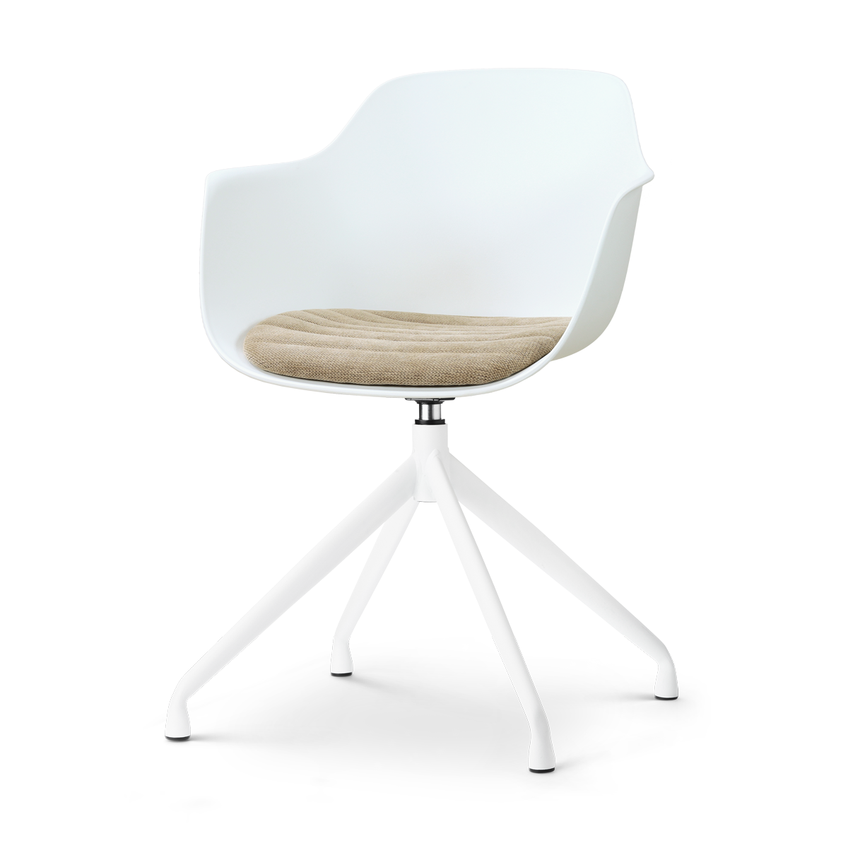 Nolon Nola-Liz draaibare eetkamerstoel wit met nougatbruin zitkussen - wit onderstel