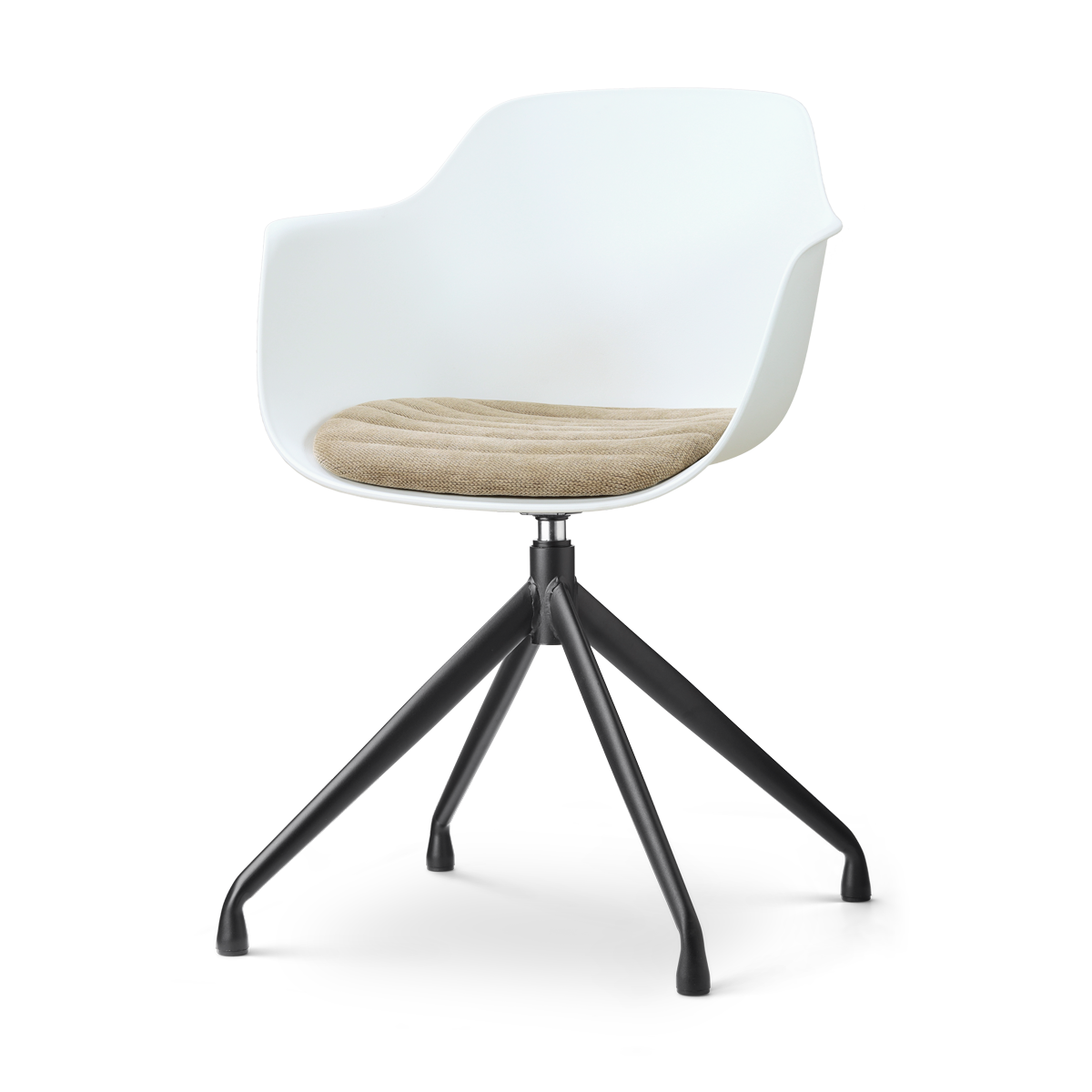 Nolon Nola-Liz draaibare eetkamerstoel wit met nougatbruin zitkussen - zwart onderstel