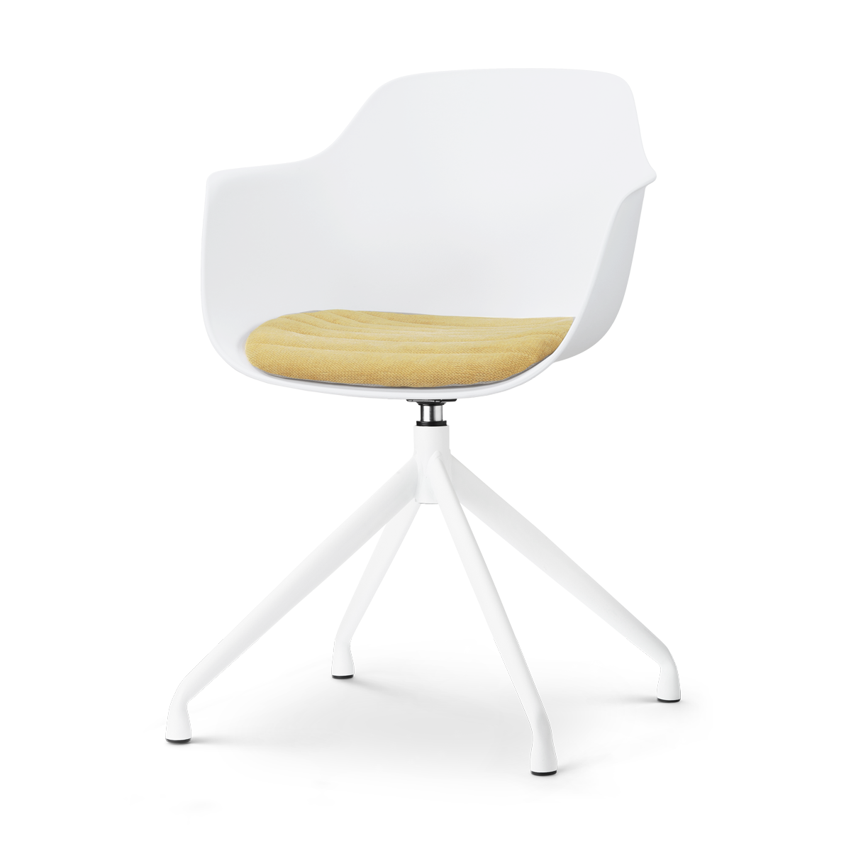 Nolon Nola-Liz draaibare eetkamerstoel wit met warm oker zitkussen - wit onderstel