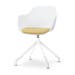 Nola-Liz draaibare eetkamerstoel wit met warm oker zitkussen - wit onderstel
